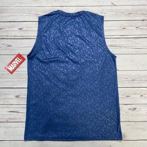 Marvel Comics Men's Captain America 3D Shield Logo Muscle Tank Top Blue S New - Picture 3 of 3