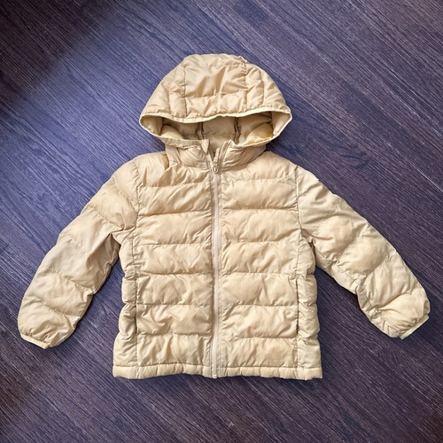Uniqlo Kids Ultra Light Down Puffer Hoodie Jacket Yellow Toddler 3T-4T Boy Girl - Picture 1 of 7