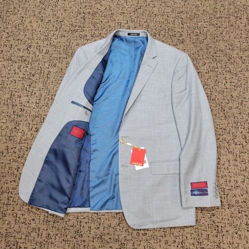 $449 New MANTONI Sharkskin Suit Men's 44 R 44 Reg Gray 100% WOOL Jacket Pants - Picture 2 of 15
