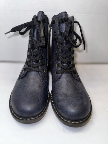 Reiker Women’s NWT Flat Laced Chelsea Ankle Boots Navy Color Sz 8/39 - Picture 4 of 14