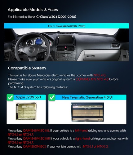 Android 14 8-Core 8+128G Car Play 4G GPS Stereo For Mercedes-Benz C-W204 2007-10 - Picture 3 of 16