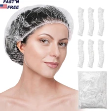 200Pcs Disposable Hotel Home Shower Bathing Clear Hair Elastic Caps Hats New USA