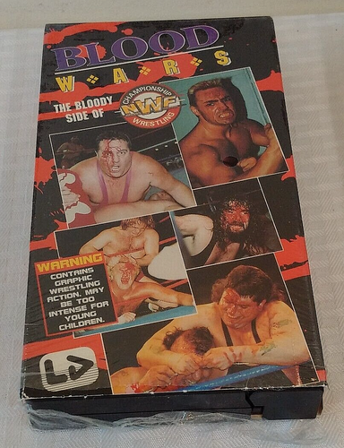 1992 VHS LD Video BLOOD WARS WWF WWE Hardcore NWF Cactus Abdullah Shrinkwrap ECW