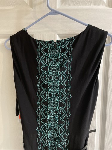Tahari Kleid Größe 4 schwarz Blumenmuster ärmellos Gürtel Knie Arthur S Levine - Bild 5 von 7