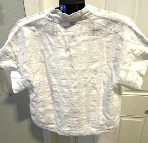 NWT Banana Republic Linen Shirt White Pullover Shortsleeve Women's Small - Picture 2 of 5