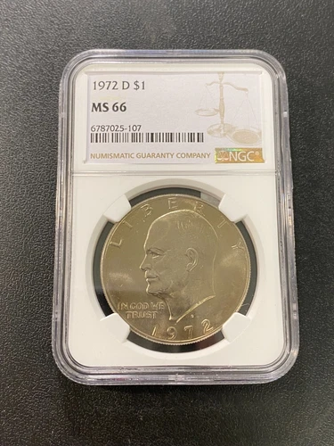 1972 D EISENHOWER DOLLAR NGC MS-66 - UNCIRCULATED - IKE DOLLAR - CERTIFIED - $1