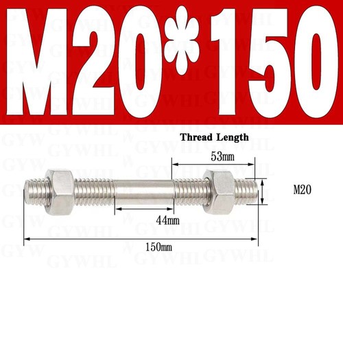 M3-M20 Double End Threaded Stud Bar Rod Bolts Screws With Hex Nuts A2 Stainless - Picture 249 of 254
