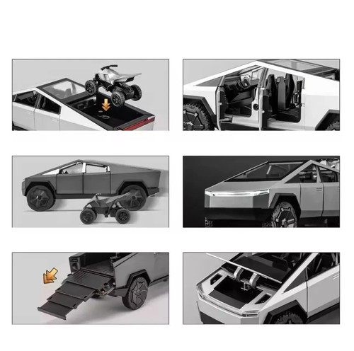 Toy Car Tesla Cybertruck Pickup Model 1/32 Alloy Metal Lights Sounds Diecast Kid - Picture 13 of 41