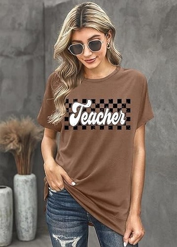 Teacher Shirts Women Vintage Teacher Graphic Shirt Back to School T-Shirt Top, S - Picture 7 of 7