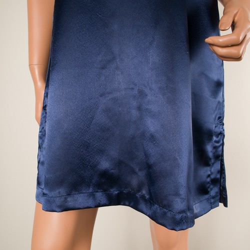 💖 DE COLECCIÓN VAL MODE Azul Marino Satinado M Camisón Vestido Lencería Apliques de Encaje - Imagen 8 de 11
