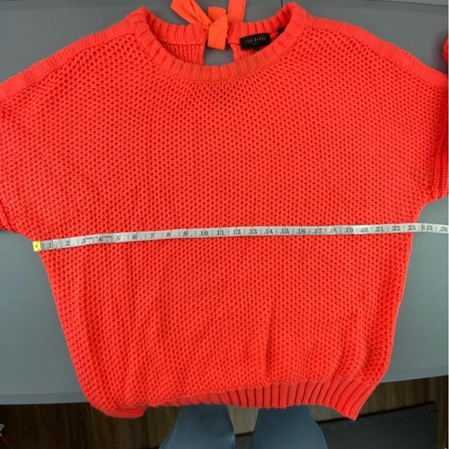 Ted Baker Netzpullover neonorange mit Fliege am Ausschnitt - Bild 7 von 10