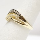 LEVIAN 14K Yellow Honey Gold Crossover Ring 1/2ctw Chocolate Vanilla Diamonds — photo 8