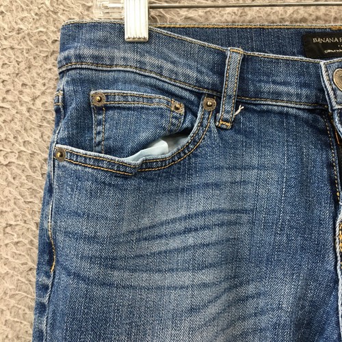 Banana Republic Girlfriend Jeans Womens 26/2 (actual 32x27.5) Blue Distressed - Picture 4 of 21