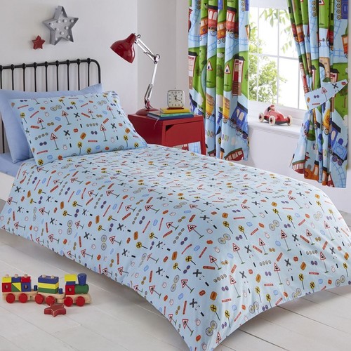 Trains Tracks Single Duvet Cover & Pillowcase Set Kids Bedding Boys Bedroom - Picture 2 of 3