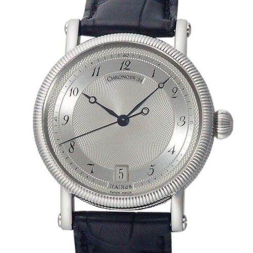 Chrono Swiss Kairos Medium CH2823M Silver Dial 34mm SS Leather Automatic Men's - Picture 2 of 10