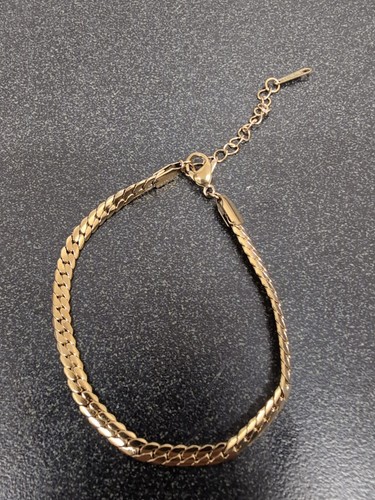 Gold Plated 316L Stainless Steel Bracelet 6.6in Size Sm Wrist Cuban Link Woman - Picture 2 of 7