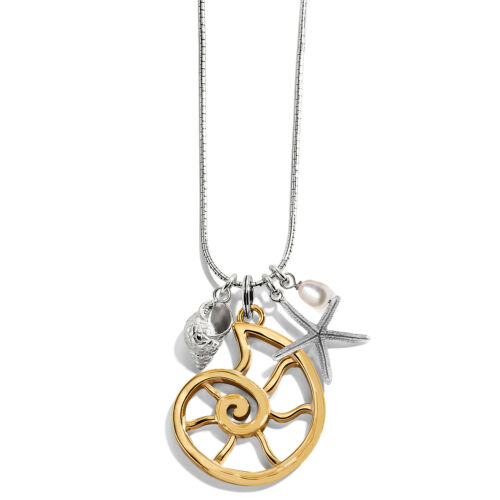NWT Brighton SEA SHORE NAUTILUS Convertible Necklace Gold Shell Starfish MRP$108 - Picture 3 of 6