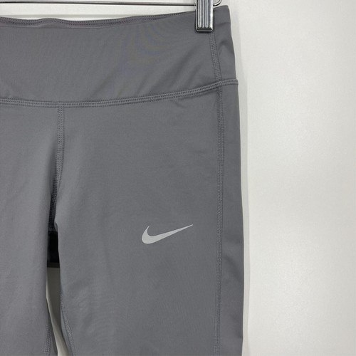 Nike Leggings Women's S Gray Dri-Fit Reflective Swoosh Logo Compression - Picture 4 of 10