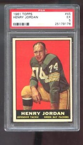 1961 Topps #45 Henry Jordan Hank ROOKIE RC PSA 5 Graded Card Green Bay Packers