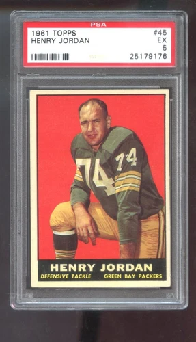 1961 Topps #45 Henry Jordan Hank ROOKIE RC PSA 5 Graded Card Green Bay Packers