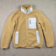 JW Anderson Uniqlo Fleece Mens Medium Beige Full Zip Pockets Sherpa Jacket