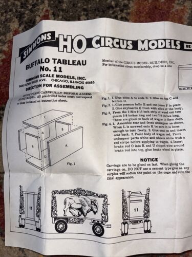 Simmons Ho Scale Circus Model Buffalo Tableau No. 11