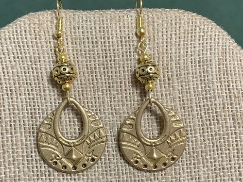 NEW LISTING * HANDCRAFTED EGYPTIAN GOLDEN OPEN-RING DROP EARRINGS-NEW - Picture 8 of 12