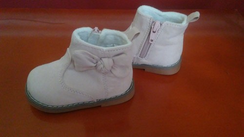 H & M Toddler Girls Pink Ankle Boots, 2.5-3.5 Lined,Side Zipper &Bow, Faux Suede - Picture 2 of 8