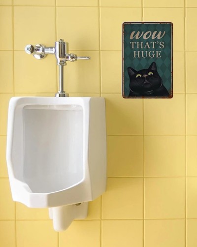 Funny Black Cat Metal Sign - Wow Thats Huge - Bathroom Home Wall THATS HUGE - 第 3/7 張圖片