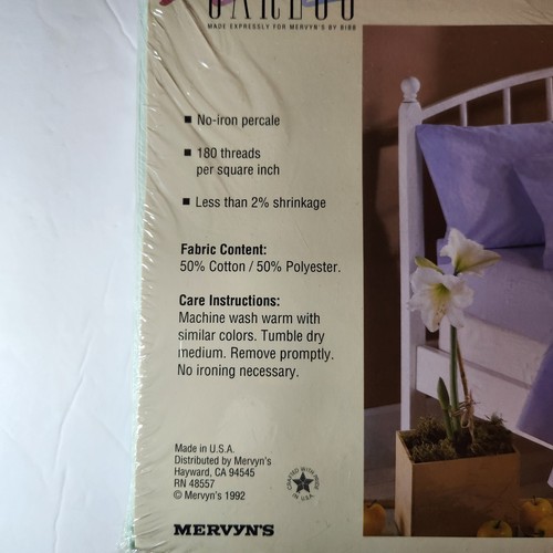 Vintage 1992 Caress Twin Flat Sheet Color Mint Size 66 X 96 made For Mervyns - 第 6/10 張圖片