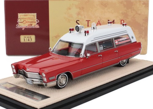 wonderful resin-modelcar 1/43 CADILLAC MILLER-METEOR-AMBULANCE 1968 - red/white
