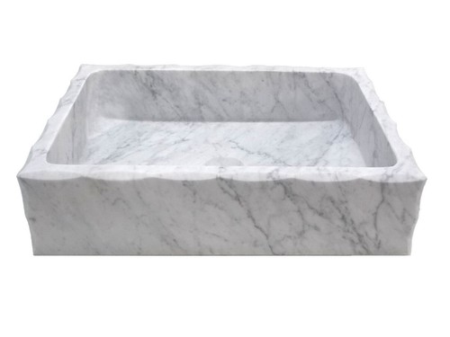 Eden Bath EB_S037CW-H Antique Rectangular Vessel Sink Honed White Carrara Marble