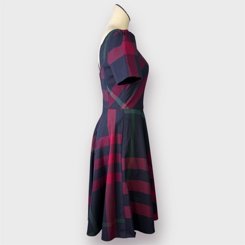 Modcloth I Rest My Grace Plaid Midi Dress Twee A-Line Short Sleeve Women's Sz 6 - Picture 4 of 12