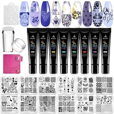 Nail Stamper Kit Nail Art Stamping Plate Set Stamping Nail Polish Gel Stamp P...