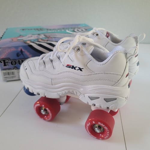 Skechers Four Wheelers Women’s Size 7 White Roller Sneakers w/ Original Box - Picture 4 of 10