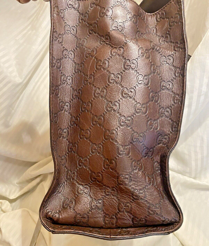 Echte Gucci Handtasche braun Leder Arbeitskleidung große Beuteltasche - Bild 2 von 22