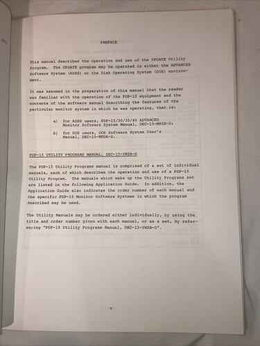 DEC / Digital Equipment Corp PDP-15 Update Utility Program Manual - Picture 2 of 5