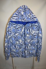 Versace Barocco Blue / White Reversible Full Zip Hooded Jacket Men's Size 52