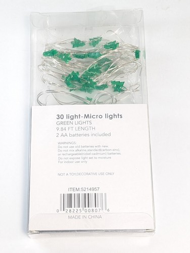 LED Micro Lights 30 Lichter 9,8 Fuß Mini Weihnachtsbaum Draht Litze grün Mikasa - Bild 5 von 5