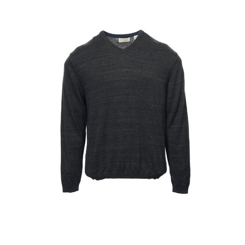 Wetterfester schwarz melierter Herrenpullover mit V-Ausschnitt $ 80 - Bild 2 von 8