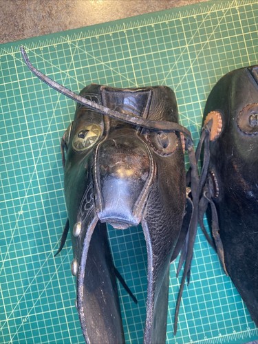 Vintage Black Leather Tapaderos Stirrups 18” - Picture 7 of 9