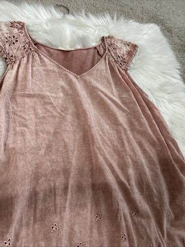 Staffelei gewaschen Farbe Long Top / Minikleid Gr. M Ösenbesatz - Bild 11 von 12