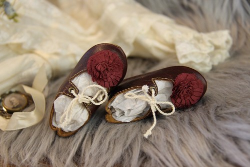 Scarpe in pelle per bambola antica ~ Kestner Jumeau Bru Jne ~ 2 5/8" (65 mm) #239 Dolantik - Foto 9 di 9