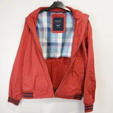 Wolsey Jacket Men L Large Red Cotton Harrington Half Lined Bomber Pockets Logo