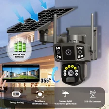 Solar Battery Powered Wireless WiFi Outdoor Pan/Tilt Home Security Camera System