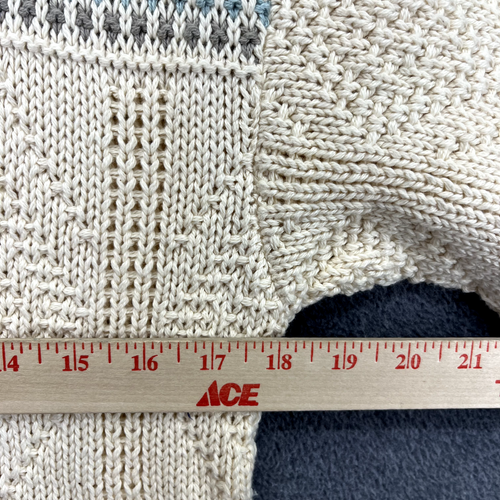 Vintage Van Heusen Sweater Adult Medium Off White stripe Knit classic cozy chic - Picture 10 of 17