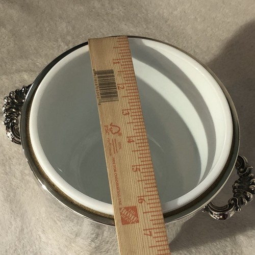 Cubo de hielo eduardiano vintage FB Rogers plato de plata con inserto de vidrio de leche - Imagen 20 de 23