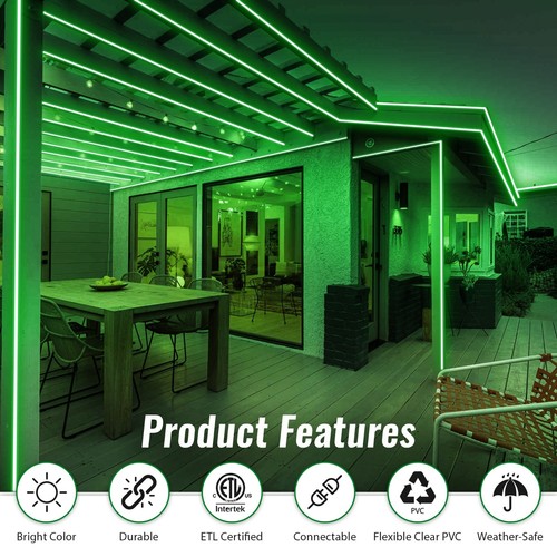 Green 16-Mode LED Strip Light, Outdoor Waterproof Connectable Lighting - Picture 4 of 8