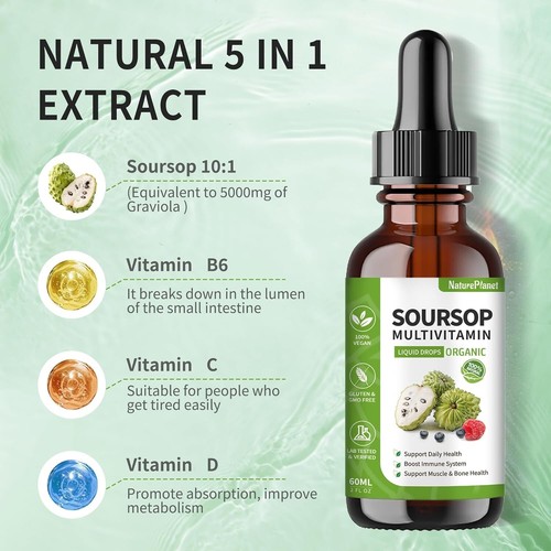 Soursop Multivitamin Liquid Drops, Bitters 2 Fl Oz (Pack of 1) - Picture 4 of 5
