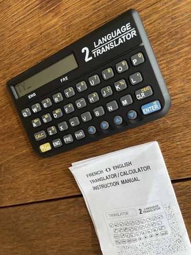 Vintage Pocket Calculator 2 Language Translator French English, New Batteries